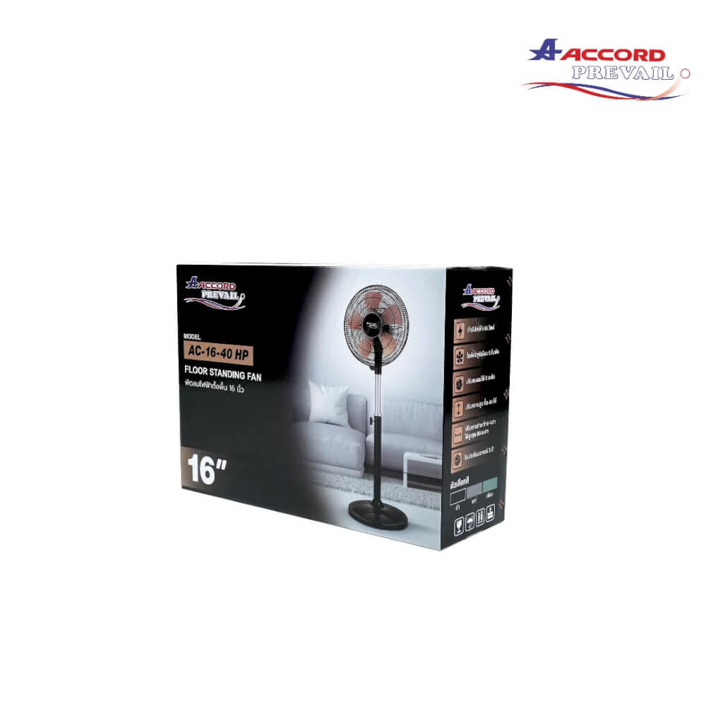 พัดลมตั้งพื้น ACCORD PREVAIL AC-16-40 HP สีดำ